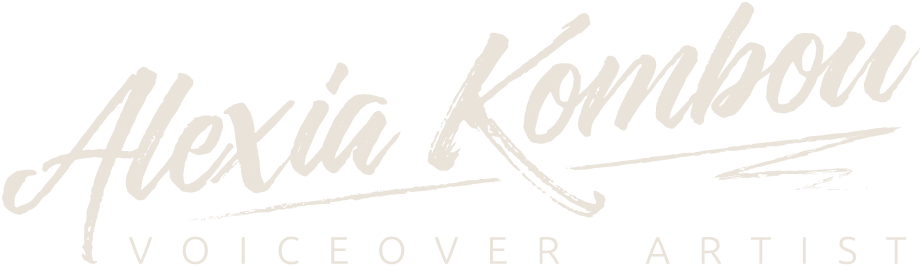 Alexia Kombou voiceover logo in alabaster.
